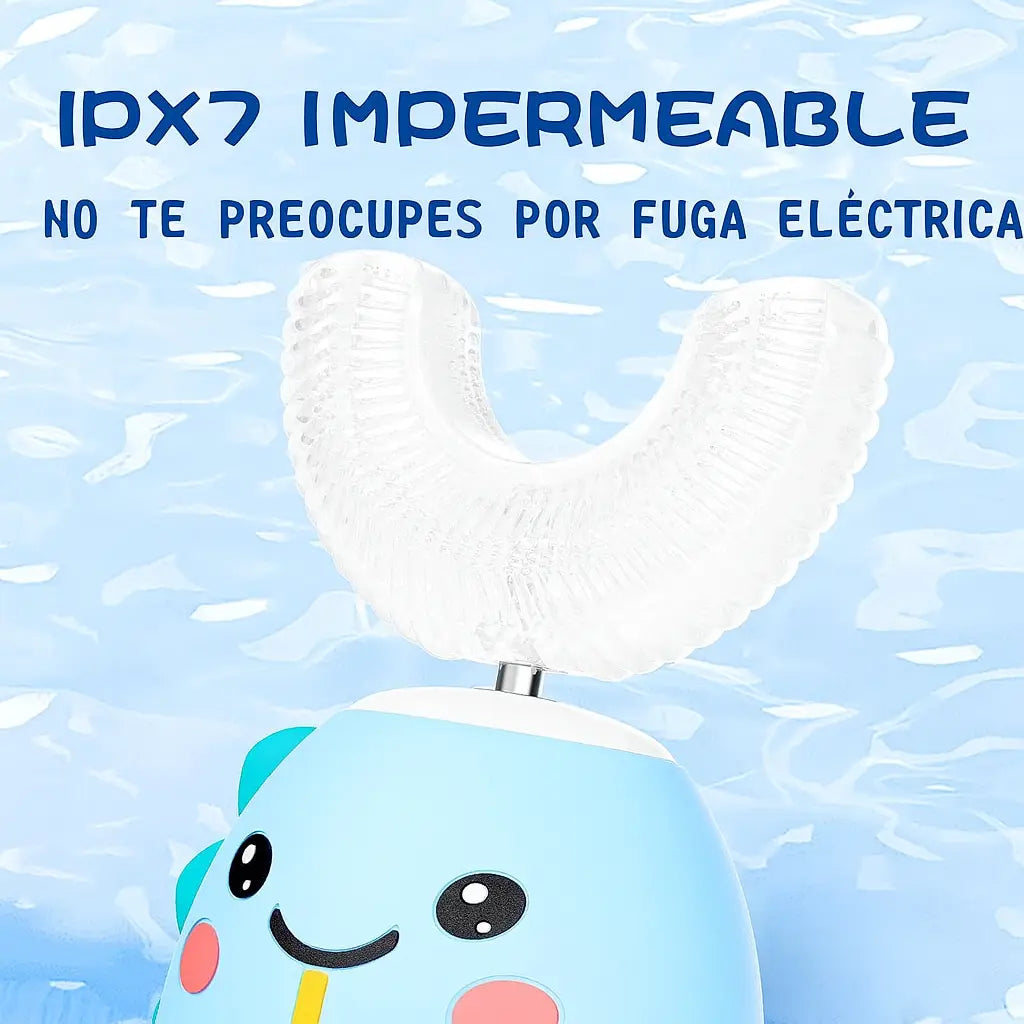Cepillo de Dientes Eléctrico Infantil 360º en Forma de U (Incluye Pasta Dental + 3 Cabezales Extras)