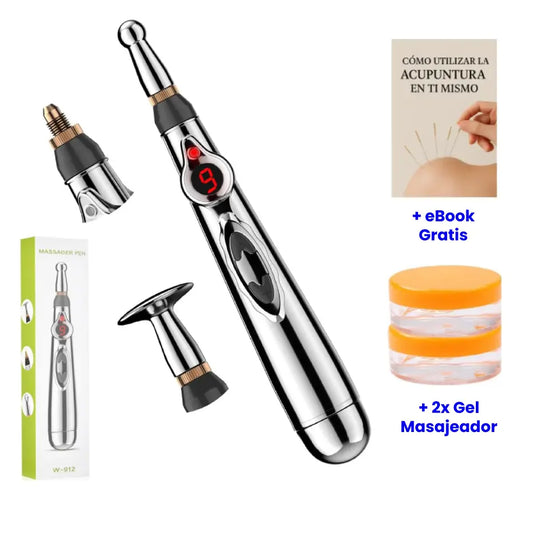 Bolígrafo de Acupuntura PainFree™ + eBook + 2x Cabezales extras + 2x Gel Masajeador