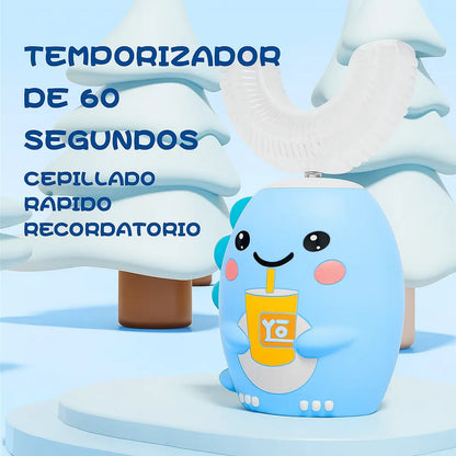 Cepillo de Dientes Eléctrico Infantil 360º en Forma de U (Incluye Pasta Dental + 3 Cabezales Extras)
